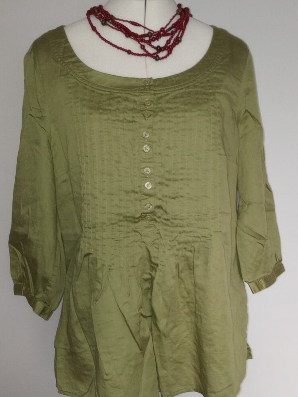 Croft&Barrow olive green blouse cotton size L